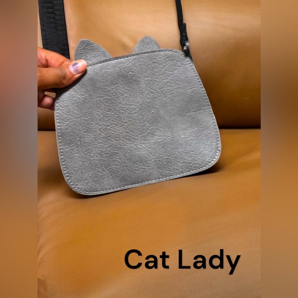 cat lady Handbags - Cat lady gray small crossbody measuring approximately 7 x 6 inches GUC